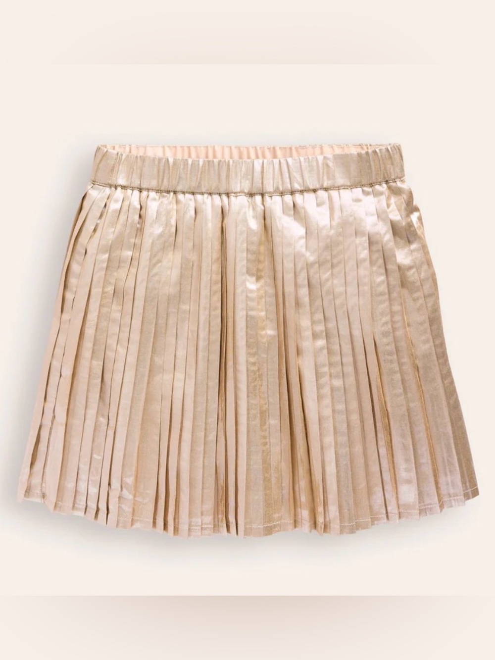 Mini Boden Girls Gold Metallic Pleated Party Skirt 9-10Y